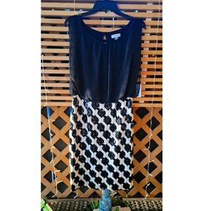 Calvin Klein black and white dress